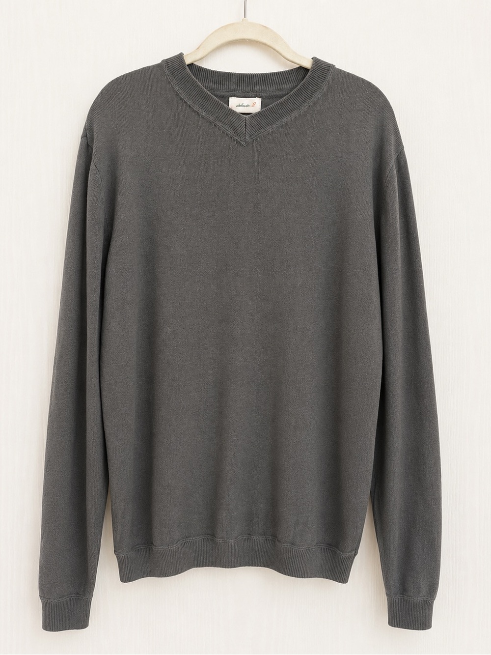 Johnnie-O Men’s Gray V-Neck Cotton Wool Sweater Elbow Patches Medium